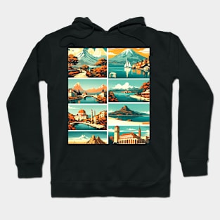 Vintage Travel Postcards, Travel Graphic Design Hoodie